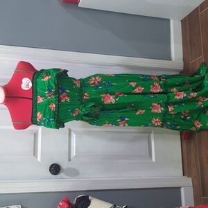 Flying Tomato Green and Coral Floral Dress